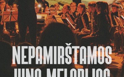 Trakų fanfarinio orkestro koncerto „Nepamirštamos kino melodijos“ plakatas